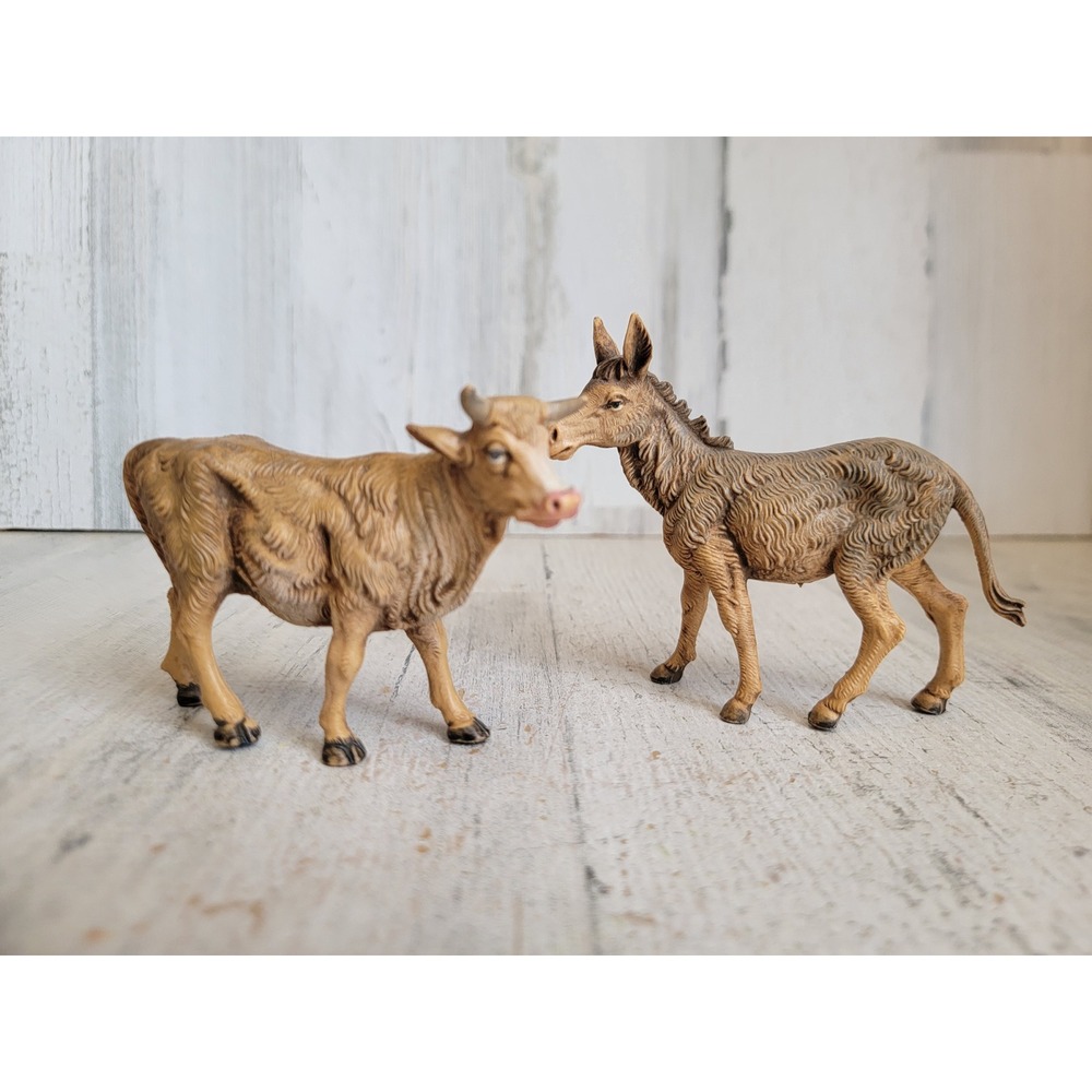Italy cow vintage donkey nativity scene animal set unique village home decor